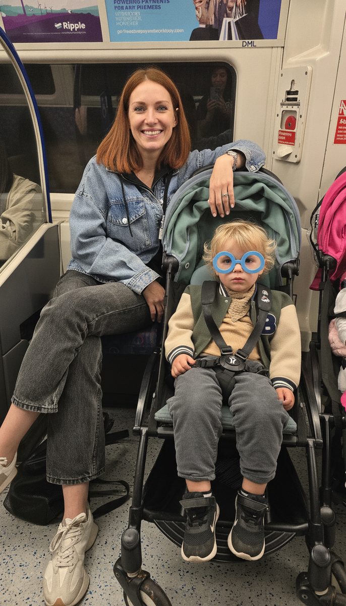 Mom and toddler on the train